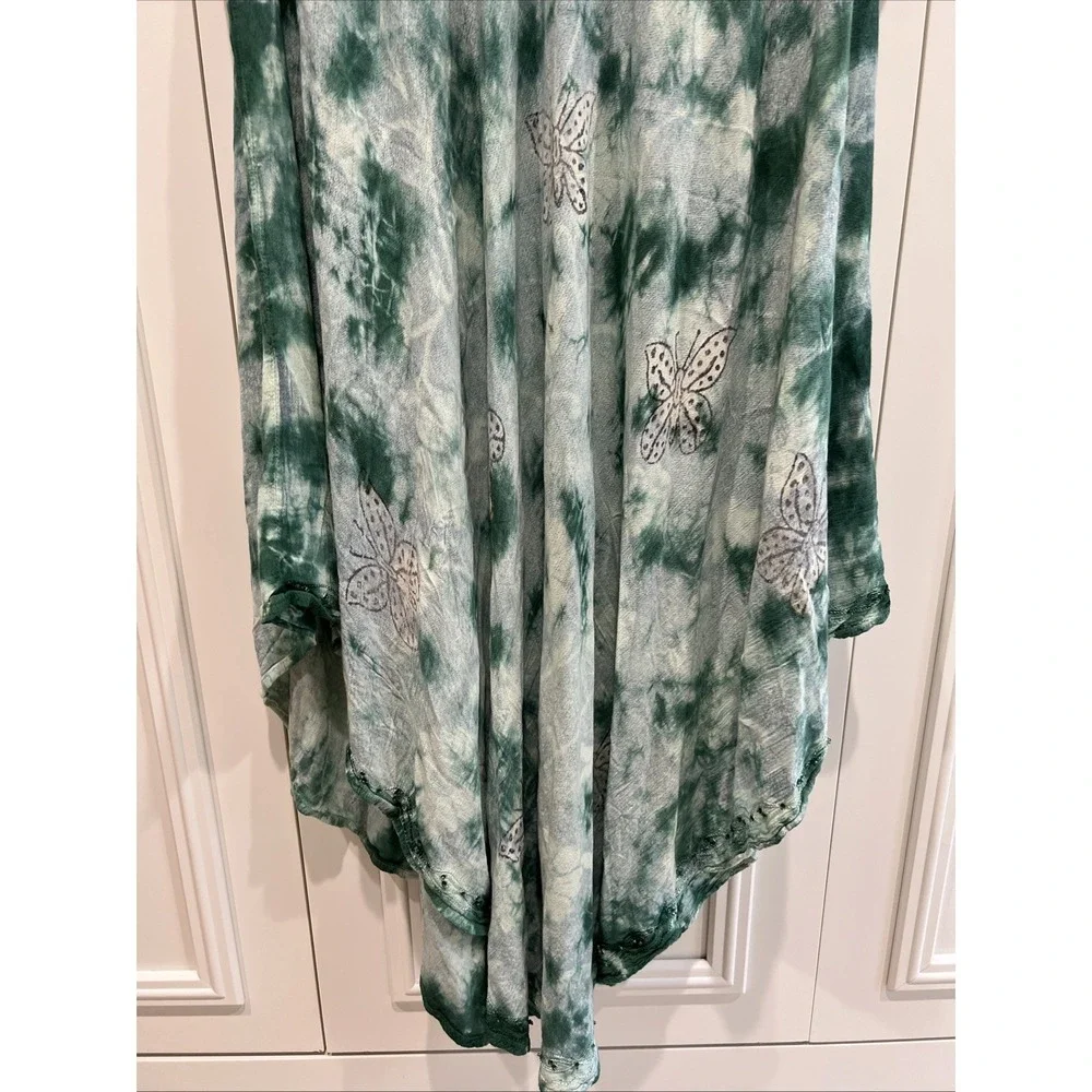 Greater Good Tank Midi Dress One Size Plus Green‎ Asymmetric Fairy Butterfly